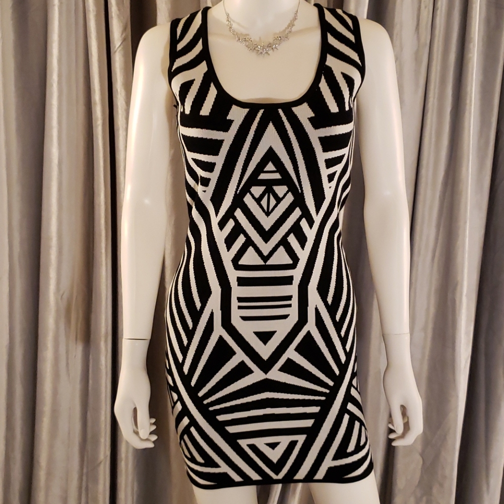 Black and White Graphic Mini Dress
